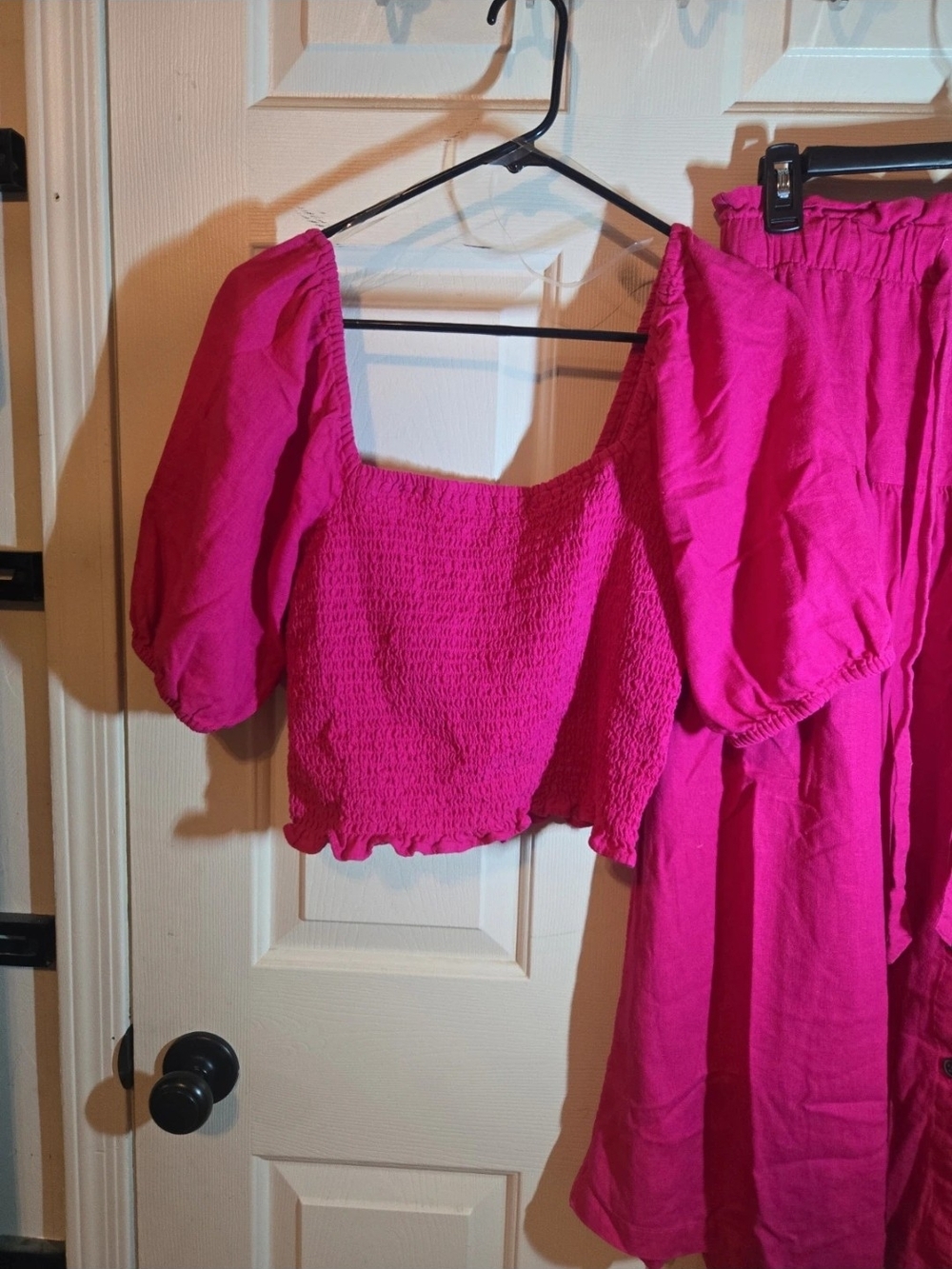 Universal Thread Bright Pink Smocked Crop Top with Matching Maxi Skirt
